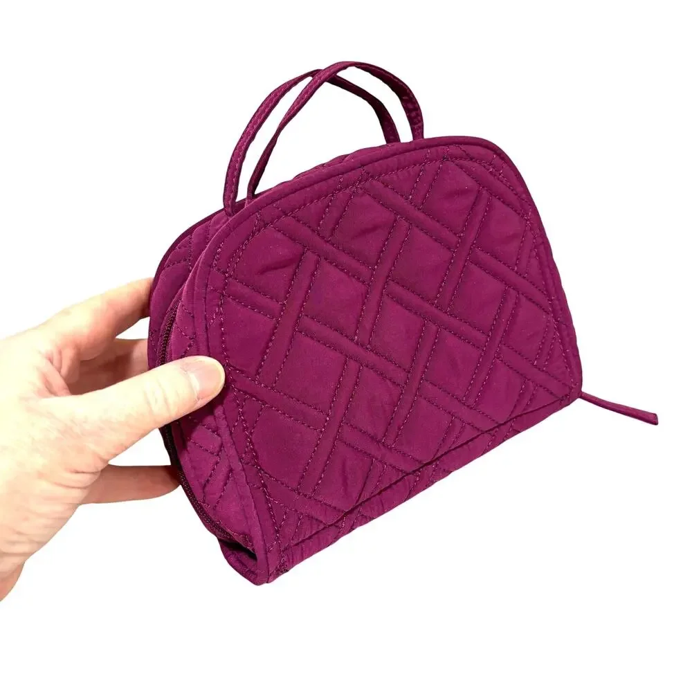 Vera Bradley purple berry quilted cotton jewelry case zipper pouch top handles